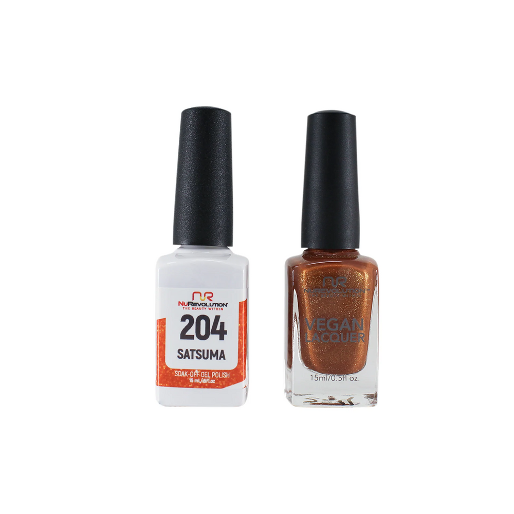 NuRevolution Gel Polish + Nail Lacquer, 204, Satsuma, 0.5oz