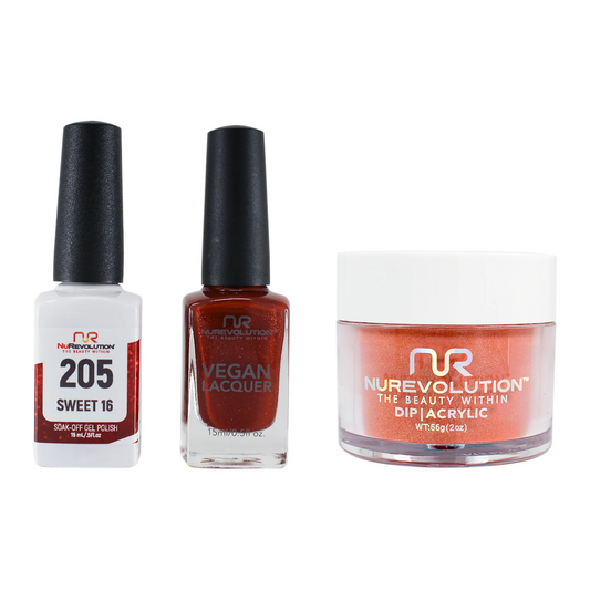 NuRevolution 3in1 Dipping Powder + Gel Polish + Nail Lacquer, 205, Sweet 16