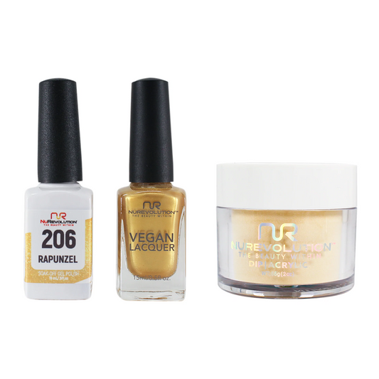 NuRevolution 3in1 Dipping Powder + Gel Polish + Nail Lacquer, 206, Rapunzel