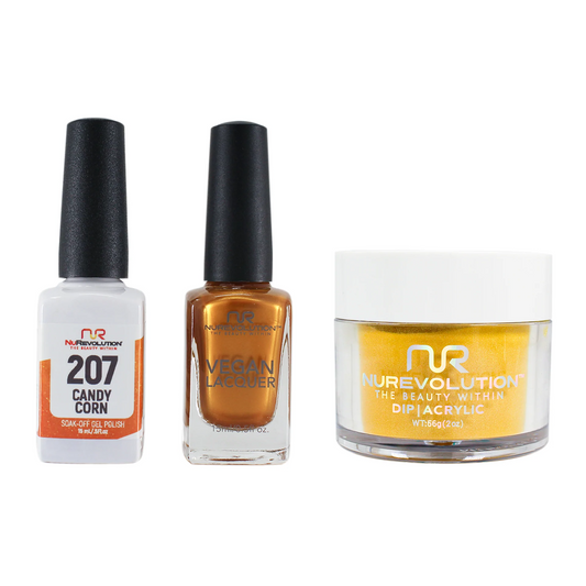 NuRevolution 3in1 Dipping Powder + Gel Polish + Nail Lacquer, 207, Candy Corn