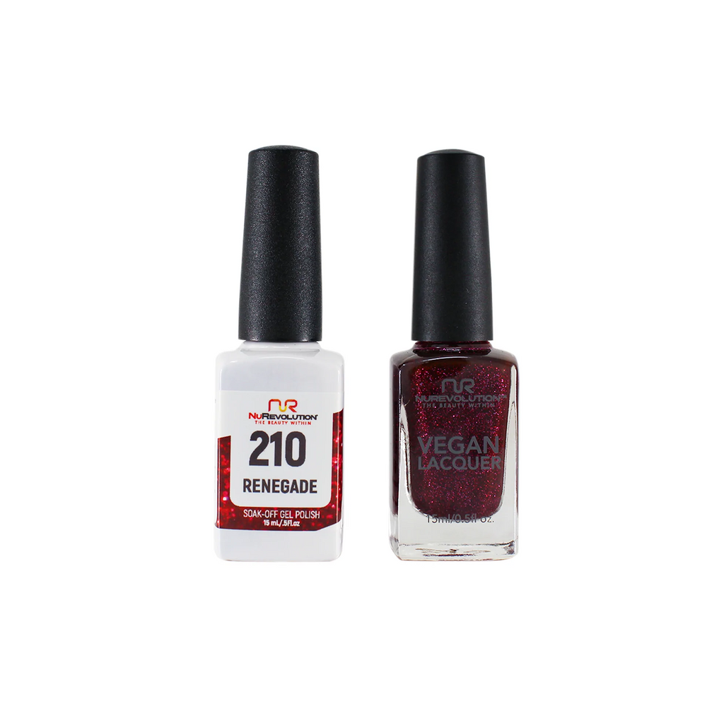 NuRevolution Gel Polish + Nail Lacquer, 210, Renegade, 0.5oz
