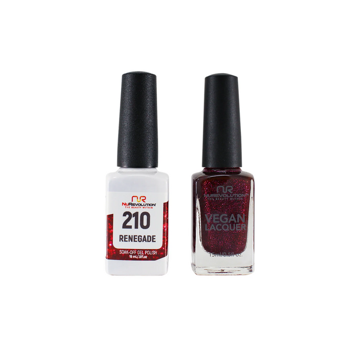 NuRevolution Gel Polish + Nail Lacquer, 210, Renegade, 0.5oz