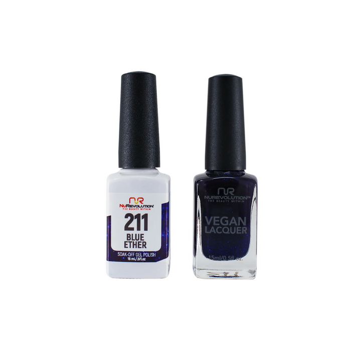 NuRevolution Gel Polish + Nail Lacquer, 211, Blue Ether, 0.5oz