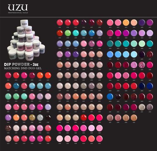 Uzu Dipping Powder (Matching DND Duo Gel), 2oz, Full Line of 307 colors (from A 401 to A 710)
