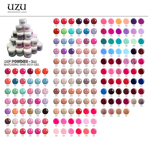 Uzu 3in1 Dipping Powder + Gel Polish + Nail Lacquer (Matching DND ), 2oz, Full Line of 307 colors (from A 401 to A 710)