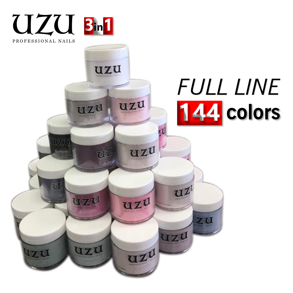 Uzu 3in1 Dipping Powder + Gel Polish + Nail Lacquer (Matching DC Duo Gel), Full Line of 144 colors (from A 001 to A 144)