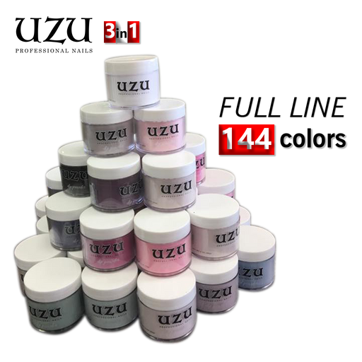 Uzu 3in1 Dipping Powder + Gel Polish + Nail Lacquer (Matching DC Duo Gel), Full Line of 144 colors (from A 001 to A 144)