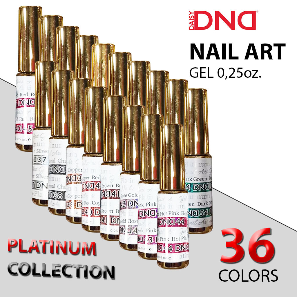 DND Nail Art Gel, Platinum Collection, Full Line Of 18 Colors (From 37 To 54), 0.25oz