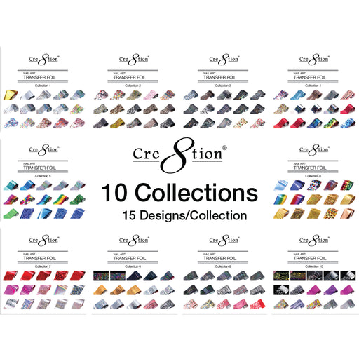 Cre8tion Nail Art Transfer Foil, Full of 10 Collections, Collection 01 to 10, 1101-1000F OK0424VD