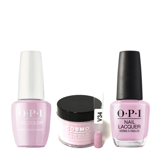 Cosmo 3in1 Dipping Powder + Gel Polish + Nail Lacquer (Matching OPI), 2oz, CV34