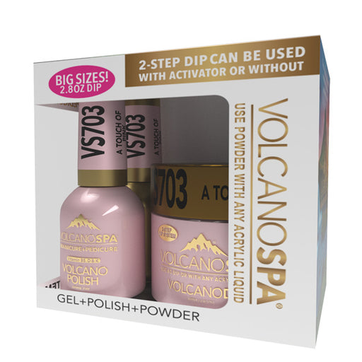Volcano Spa 3in1 Acylic/Dipping Powder + Gel Polish + Nail Lacquer, VS703, A touch Of Pink OK0812VD