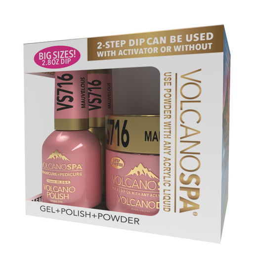Volcano Spa 3in1 Acylic/Dipping Powder + Gel Polish + Nail Lacquer, VS716, Mauvelous OK0812VD