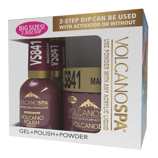 Volcano Spa 3in1 Acylic/Dipping Powder + Gel Polish + Nail Lacquer, VS841, Mahogany OK0812VD