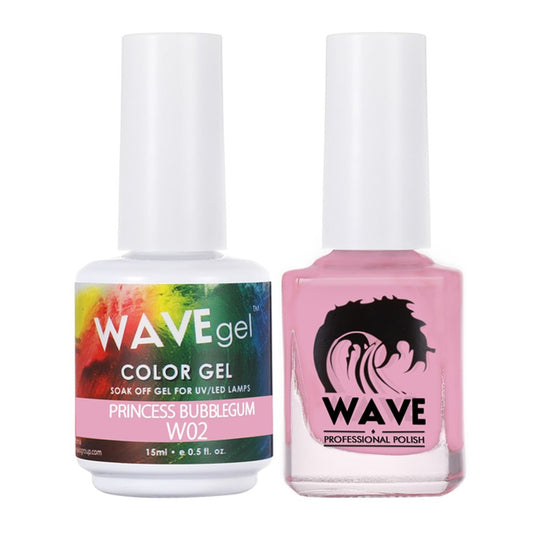 Wave Gel Nail Lacquer + Gel Polish, Simplicity Collection, 002, Princess Bubble Gum, 0.5oz