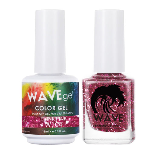Wave Gel Nail Lacquer + Gel Polish, Simplicity Collection, 104, Think Pink, 0.5oz