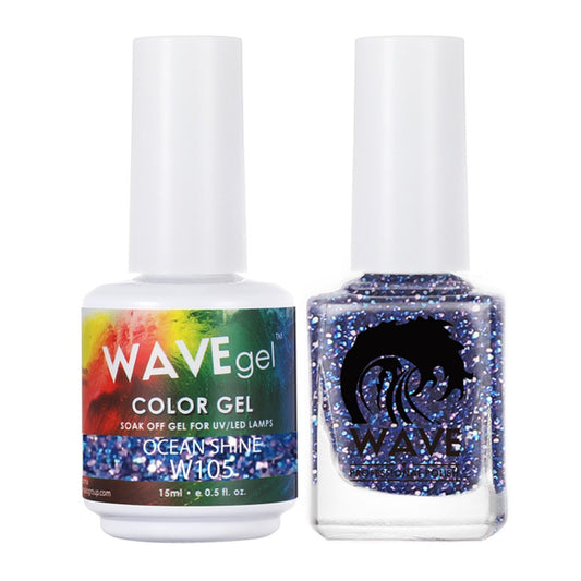 Wave Gel Nail Lacquer + Gel Polish, Simplicity Collection, 105, Ocean Shine, 0.5oz