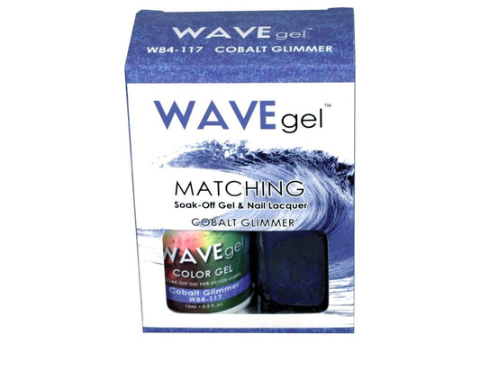 Wave Gel Nail Lacquer + Gel Polish, 117, Colbalt Glimmer, 0.5oz OK1129