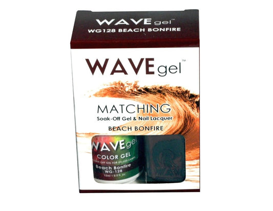 Wave Gel Nail Lacquer + Gel Polish, 128, Beach Bonfire, 0.5oz OK1129