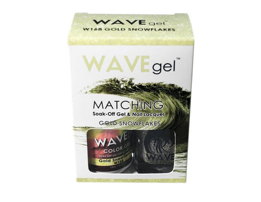 Wave Gel Nail Lacquer + Gel Polish, 168, Gold Snowflakes, 0.5oz OK1129