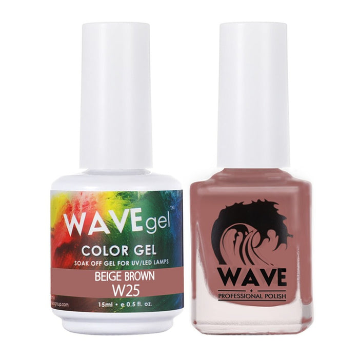 Wave Gel Nail Lacquer + Gel Polish, Simplicity Collection, 025, Beige Brown, 0.5oz