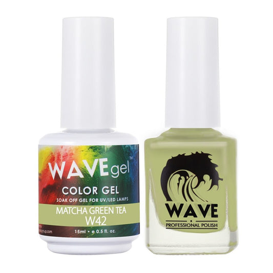 Wave Gel Nail Lacquer + Gel Polish, Simplicity Collection, 042, Matcha Green Tea, 0.5oz