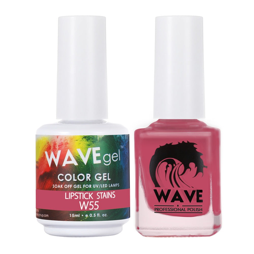 Wave Gel Nail Lacquer + Gel Polish, Simplicity Collection, 055, Lipstick Stains, 0.5oz