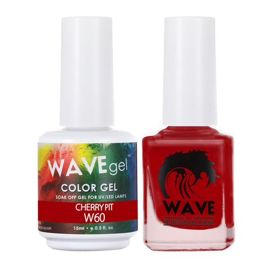 Wave Gel Nail Lacquer + Gel Polish, Simplicity Collection, 060, Cherry Pit, 0.5oz