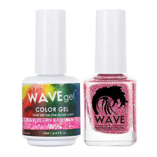 Wave Gel Nail Lacquer + Gel Polish, Simplicity Collection, 096, Strawberry Banana Swift, 0.5oz