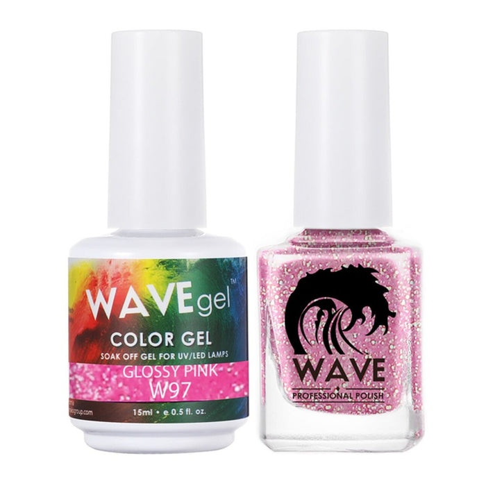 Wave Gel Nail Lacquer + Gel Polish, Simplicity Collection, 097, Glossy Pink, 0.5oz