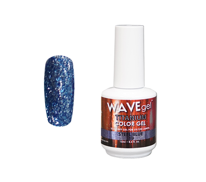 Wave Gel Titanium Gel Polish, 19, Steel Blue, 0.5oz OK1129