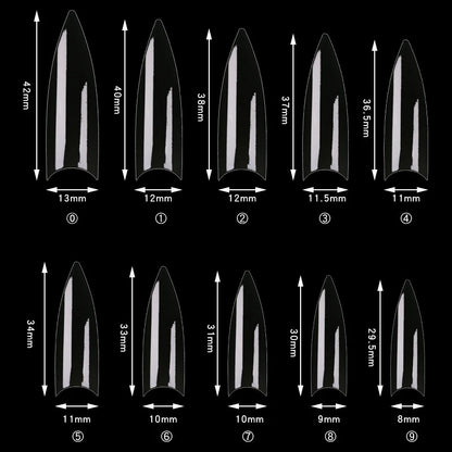 Airtouch Nail Tips Box, 06, CLEAR - WIDE STILETTO, 10 sizes/box, 50 pcs/size, 500pcs/box, 15205 (Packing: 100 boxes/case) OK1114VD