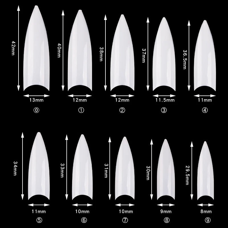 Airtouch Nail Tips Box, 06, NATURAL- WIDE STILETTO, 10 sizes/box, 50 pcs/size, 500pcs/box, 15206 (Packing: 100 boxes/case) OK1114VD
