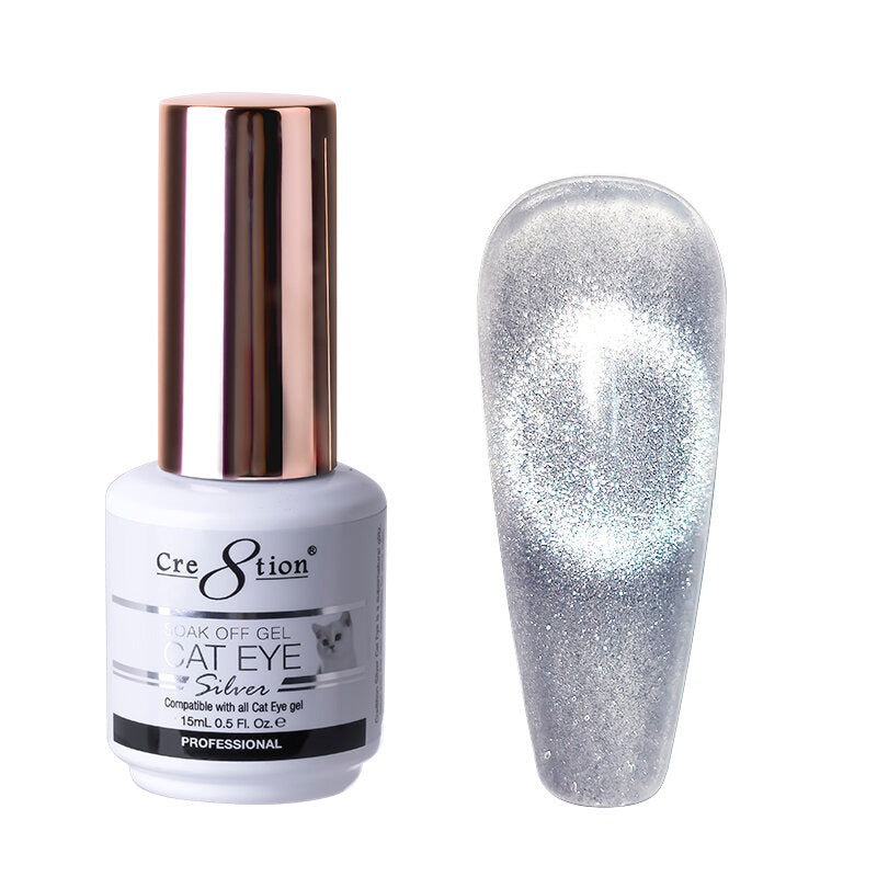 Cre8tion Silver Cat Eye Gel Polish, 0.5oz, 0916-3253