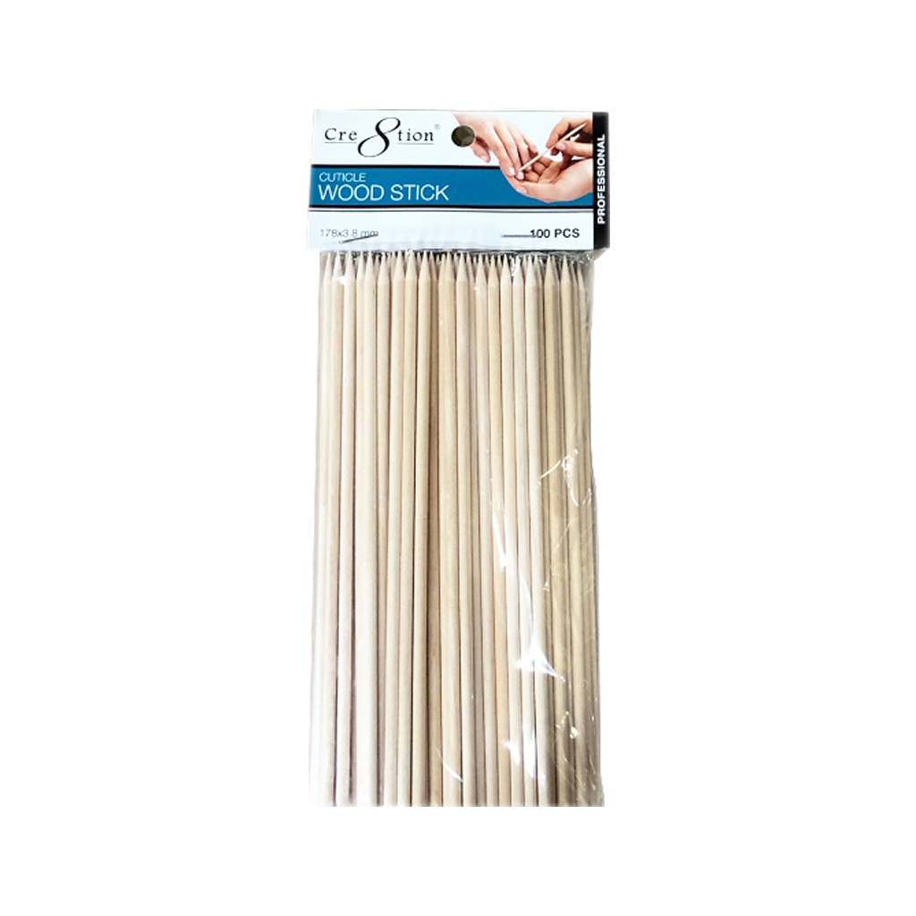 Cre8tion Orange Cuticle Wood Stick, 178x3.8mm, 100pcs/pack OK0417VD