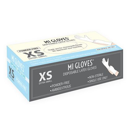 Mi Latex Gloves, Powder-Free, 18806, Size XS KK BB