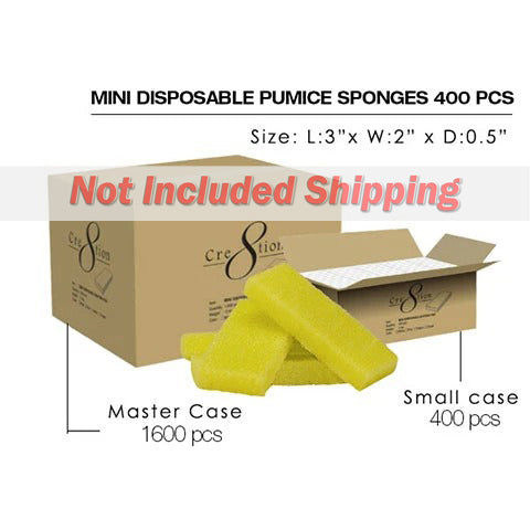 Cre8tion Disposable Mini Pumice Sponge, YELLOW, MASTER CASE (Packing: 400 pcs/Inner Case, 4 Inner Cases / Master Case)
