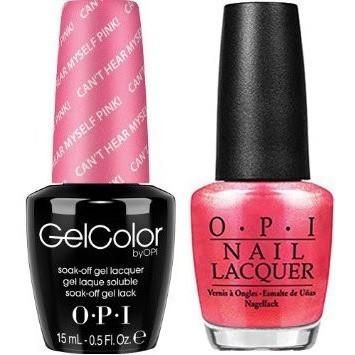 OPI GelColor And Nail Lacquer, A72, Can't Hear Myself Pink!, 0.5oz