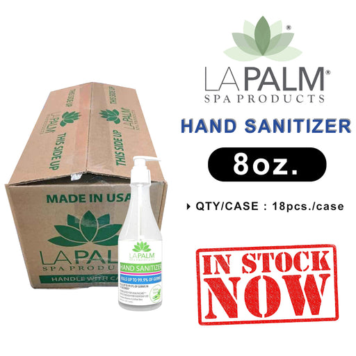 La Palm Hand Sanitizer (Clear Bottle) GEL, 8oz, CASE, 18pcs/case OK0312VD