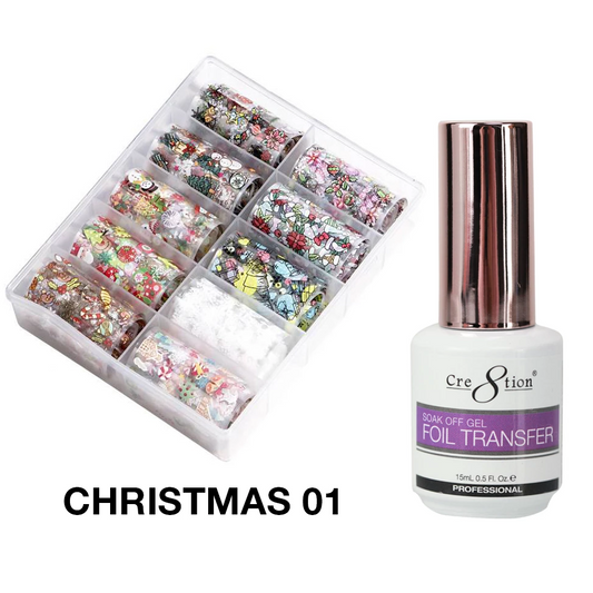 Cre8tion Nail Art Transfer Foil, Chrismas Collection, #01, 10 Designs/set, 1101-1086 OK0926MD