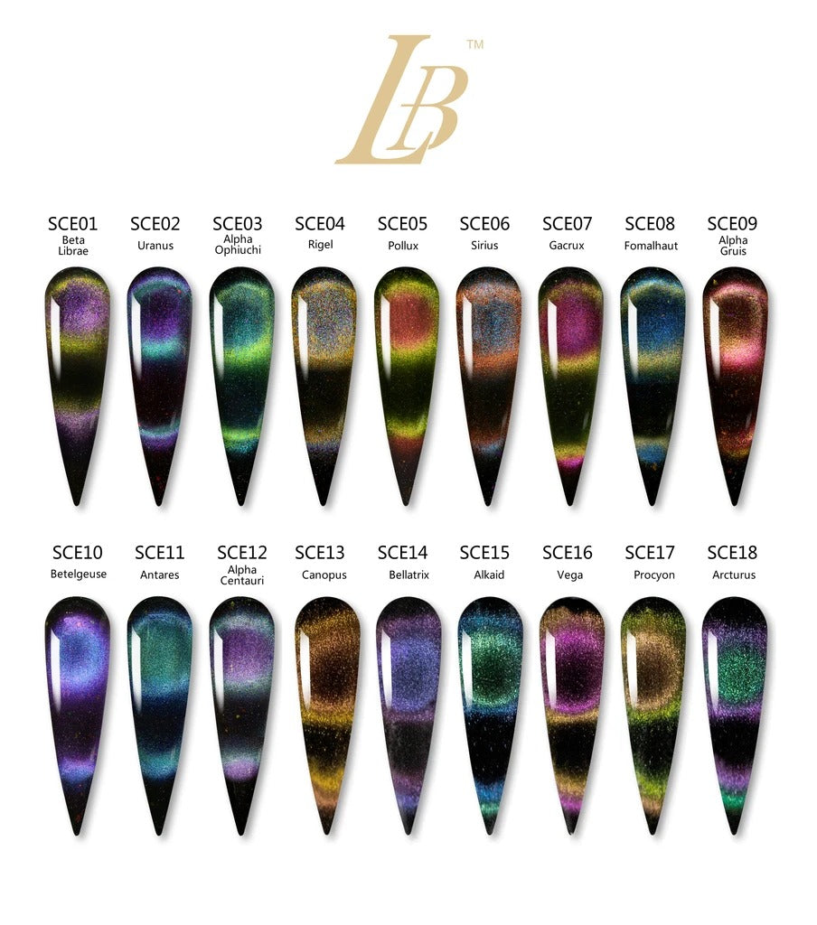 iGel LB Supernova 10D Cat Eye Gel Polish, Full Line Of 18 Colors (From SCE01 to SCE18), 0.6oz