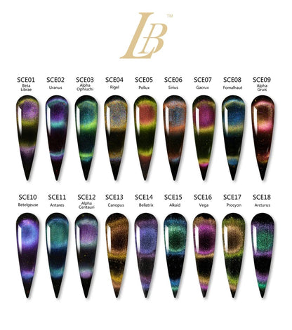 iGel LB Supernova 10D Cat Eye Gel Polish, Full Line Of 18 Colors (From SCE01 to SCE18), 0.6oz