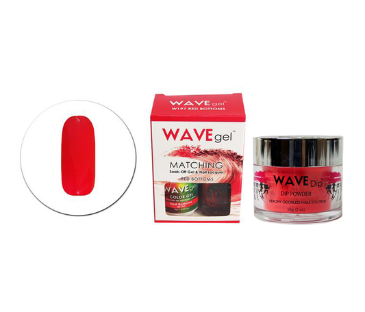 Wave Gel 3in1 Dipping Powder + Gel Polish + Nail Lacquer, 197, Red Bottom OK0603MD