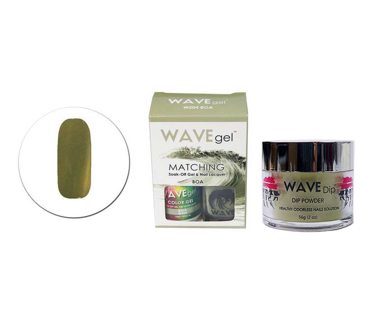 Wave Gel 3in1 Dipping Powder + Gel Polish + Nail Lacquer, 204, BOA OK0603MD