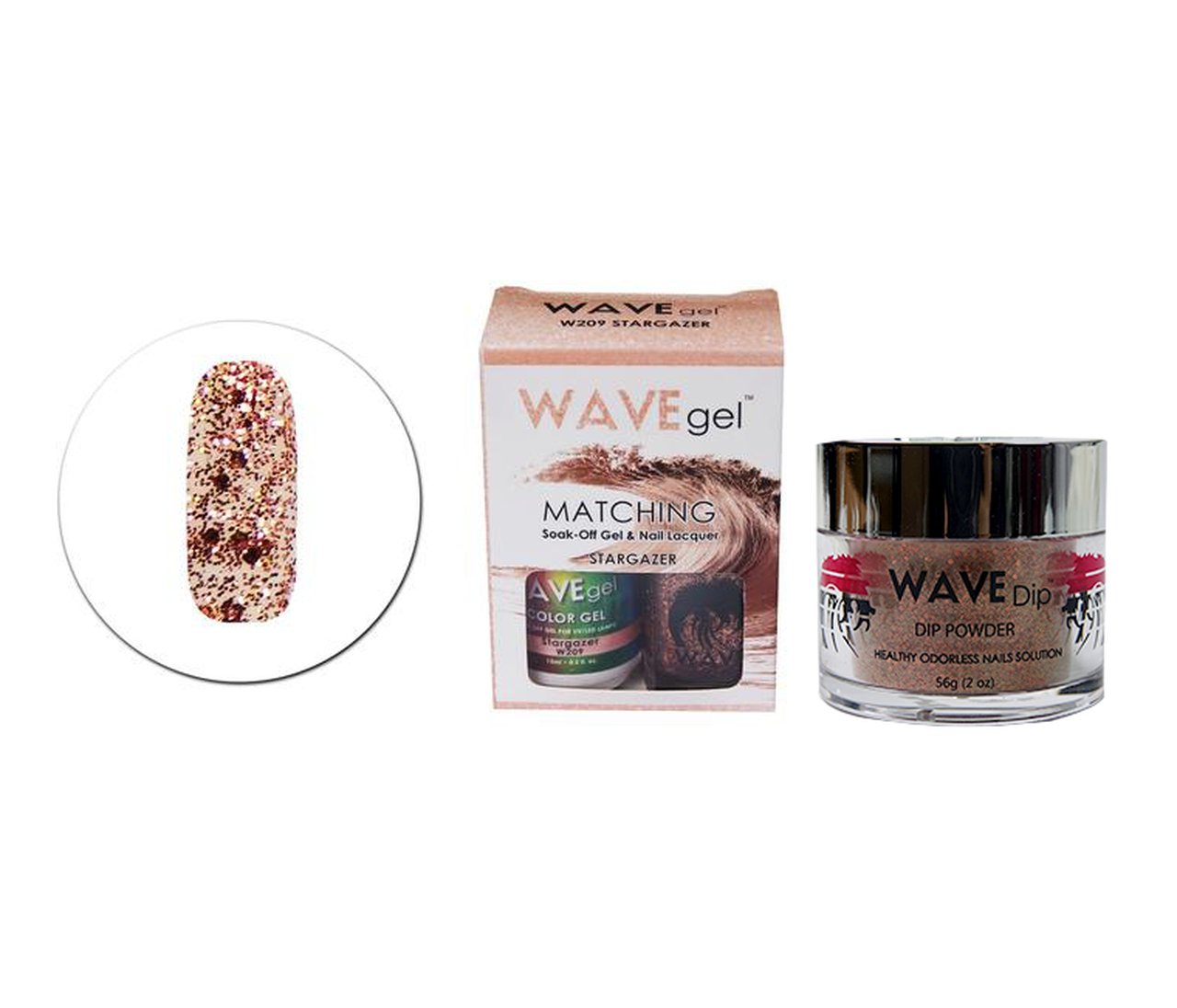 Wave Gel 3in1 Dipping Powder + Gel Polish + Nail Lacquer, 209, Star Gazer OK0603MD