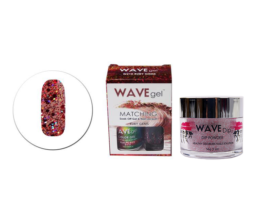 Wave Gel 3in1 Dipping Powder + Gel Polish + Nail Lacquer, 210, Ruby Gems OK0603MD