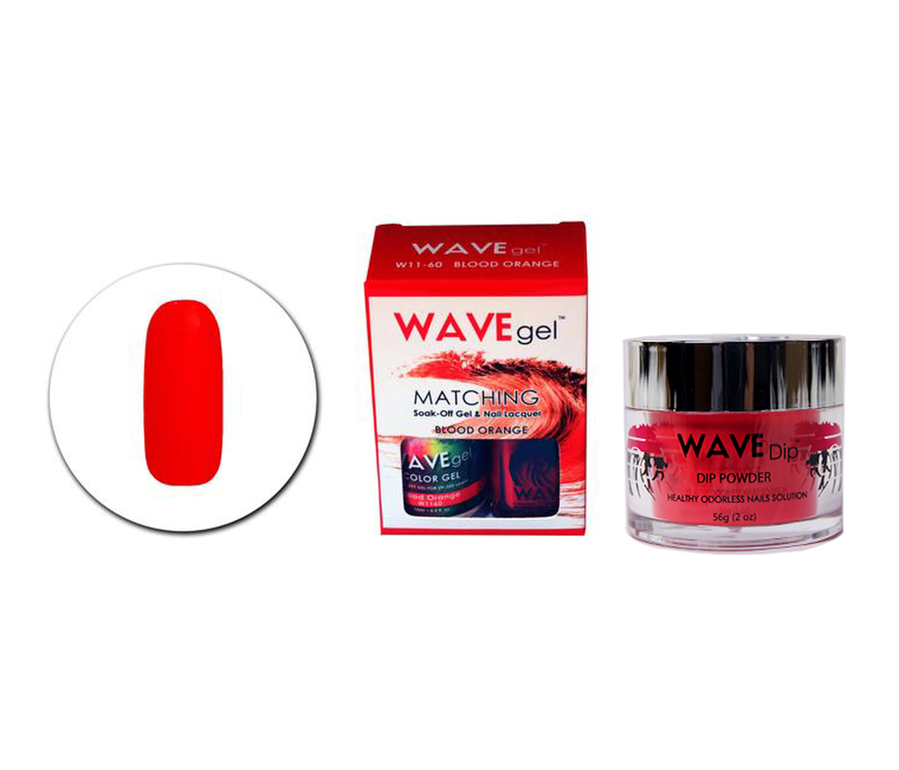 Wave Gel 3in1 Dipping Powder + Gel Polish + Nail Lacquer, 060, Blood Orange OK0603MN