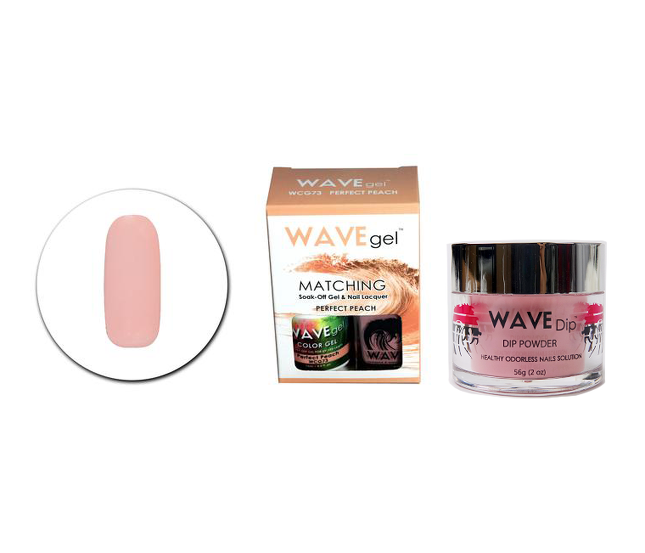 Wave Gel 3in1 Dipping Powder + Gel Polish + Nail Lacquer, 073, Perfect Peach OK0603MN