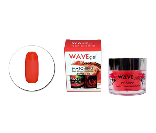 Wave Gel 3in1 Dipping Powder + Gel Polish + Nail Lacquer, 077, Crimson Red OK0603MN