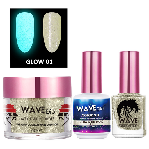 Wave Gel 3in1 Acrylic/Dipping Powder + Gel Polish + Nail Lacquer, Glow In The Dark Collection, 01