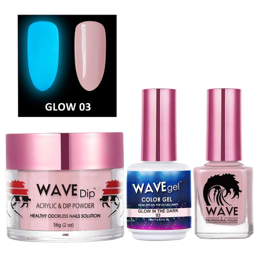 Wave Gel 3in1 Acrylic/Dipping Powder + Gel Polish + Nail Lacquer, Glow In The Dark Collection, 03